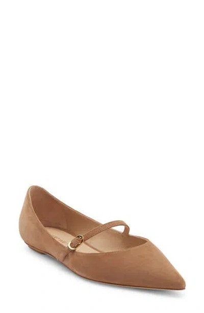 Stuart Weitzman Emilia Mary Jane Flat In Brown
