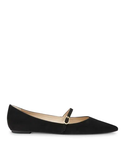 STUART WEITZMAN STUART WEITZMAN, EMILIA MARY JANE FLAT, LOAFER UND FLACHE SCHUHE, BLACK, SUEDE