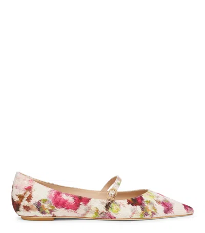 Stuart Weitzman , Emilia Mary Jane Flat, Last Chance, Pink Multi, Floral Printed Jacquard