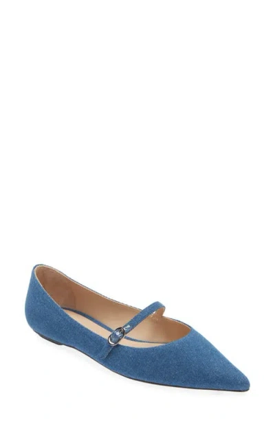 Stuart Weitzman Emilia Mary Jane Flat In Indigo.