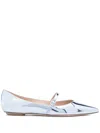 Stuart Weitzman Emilia Mary Jane Flat In Blue