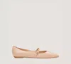 Stuart Weitzman 5mm Emilia Leather Flat Shoes In Adobe Beige