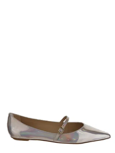 Stuart Weitzman Emilia Mary Jane Flats In Metallic