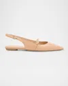 Stuart Weitzman Emilia Mary Jane Slingback Ballerina Flats In Nude