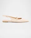 Stuart Weitzman Emilia Mary Jane Slingback Ballerina Flats In White