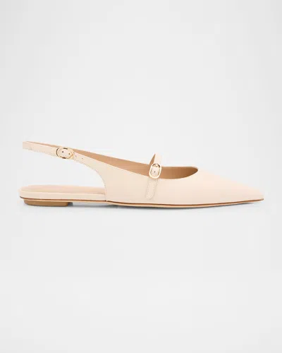 Stuart Weitzman Emilia Mary Jane Slingback Ballerina Flats In White