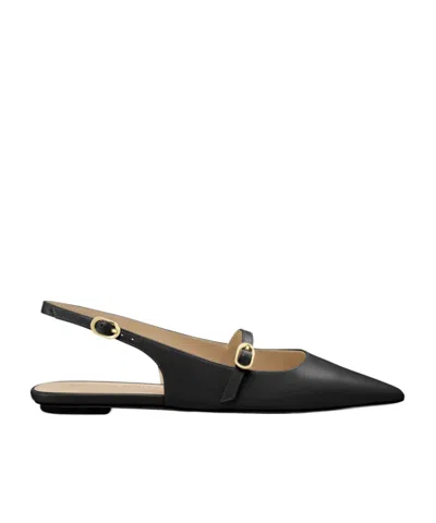 Stuart Weitzman Emilia Patent Mary Jane Slingback Ballerina Flats In Black