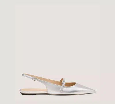 Stuart Weitzman Emilia Mary Jane Slingback In Silver