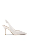 Stuart Weitzman Emilia Crystal Mesh Slingback Pumps In White