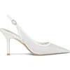 Stuart Weitzman Emilia Mesh 85 Slingback Pump In White/frosted White
