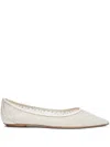 Stuart Weitzman Emilia Mesh Crystal-embelished Ballerina Shoes In White
