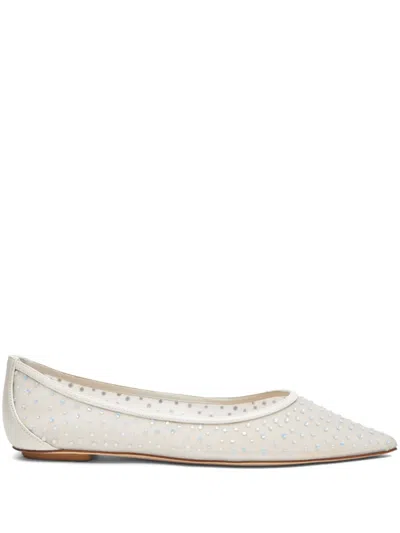 STUART WEITZMAN EMILIA MESH CRYSTAL-EMBELISHED BALLERINA SHOES