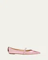 Stuart Weitzman Alice Leather Ballet Flat In Pink Marshmallow