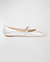 STUART WEITZMAN EMILIA METALLIC MARY JANE BALLERINA FLATS