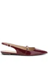 Stuart Weitzman Emilia Bordeaux Slingback Sandals With Adjustable Strap Closure In Patent Leather Woman In Burgundy