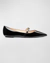 Shop Stuart Weitzman Emilia Patent Mary Jane Ballerina Flats In Black
