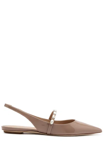 Stuart Weitzman Emilia Pearlita Patent Leather Slingback Flats In Neutral