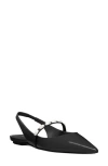 Stuart Weitzman Emilia Pearlita Pointed Toe Slingback Flat In Blk Black