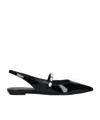 Stuart Weitzman Pearl Pointed Toe Ballerina Shoes In Black