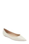 Stuart Weitzman Emilia Pointed Toe Flat In Cream Patent