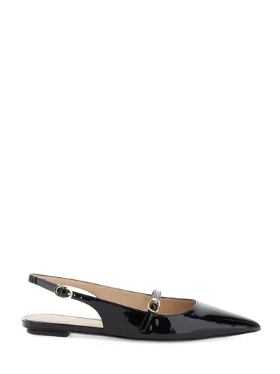 Stuart Weitzman Emilia Patent Mary Jane Slingback Ballerina Flats In Black