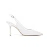 Stuart Weitzman Emilia Crystal Mesh Slingback Pumps In White