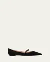 Stuart Weitzman Emilia Suede Mary Jane Ballerina Flats