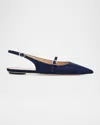Stuart Weitzman Emilia Suede Mary Jane Slingback Ballerina Flats In Blue