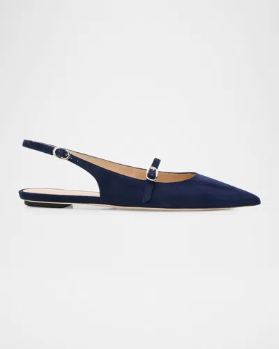 Stuart Weitzman Emilia Suede Mary Jane Slingback Ballerina Flats