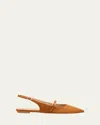 Stuart Weitzman Emilia Suede Mary Jane Slingback Ballerina Flats In Brown