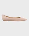 Stuart Weitzman Emilia Suede Point-toe Ballerina Flats In Neutral