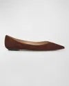 Stuart Weitzman Emilia Pointed Toe Flat In Walnut