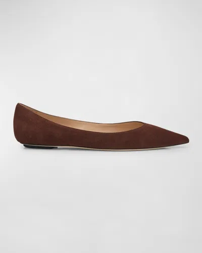 STUART WEITZMAN EMILIA SUEDE POINT-TOE BALLERINA FLATS