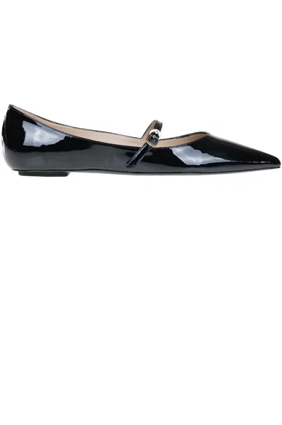 Stuart Weitzman Emily Mary Jane Ballerinas In Black