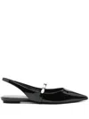 Stuart Weitzman Pearl Pointed Toe Ballerina Shoes In Black