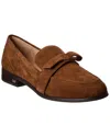Stuart Weitzman Emma Bow Suede Loafer In Brown