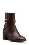 Stuart Weitzman Esme Belted Zip Bootie In Dark Brown