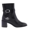 Stuart Weitzman Esme Leather Buckle Zip Booties In Black