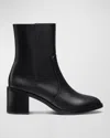 Stuart Weitzman Esme Leather Zip Booties In Black