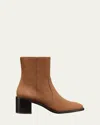 Stuart Weitzman Esme Zip Bootie In Khaki/dark Brown