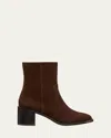 Stuart Weitzman Esme Suede Zip Booties In Walnut/dark Brown