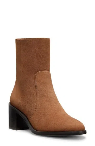 Stuart Weitzman Esme Zip Bootie In Khaki/dark Brown