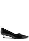 Stuart Weitzman Eva 35 Glossed Leather Pumps In Black