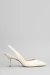 Stuart Weitzman Pointed Toe Slingback Heels With Delicate Strap In White