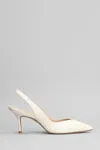 Stuart Weitzman Pointed Toe Slingback Heels With Delicate Strap In White