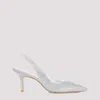 Stuart Weitzman Glitter Mid Heel Pointed Toe Pumps In Silver
