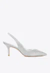 Stuart Weitzman Eva 75 Slingback Pumps In Silver