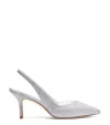 Stuart Weitzman Eva 75 Slingback Pumps In Silver