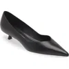 Stuart Weitzman Eva Kitten Heel Pointed Toe Pump In Black
