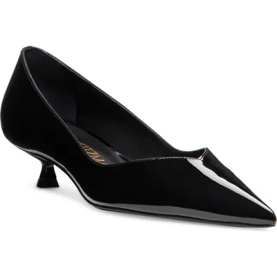 Stuart Weitzman Eva Kitten Heel Pointed Toe Pump In Black